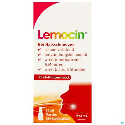 Lemocin Flurbiprofen Spray Z.anw.i.d.mundhoehle Lösung 8,75mg/dosis Kirsche/minze 15ml, A-Nr.: 5531021 - 04