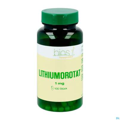 Sie sehen eine Packung Lithiumorotat Kapseln 1mg Bios 100st, Produktbild: 01 Lithiumorotat Kapseln 1mg Bios 100st, A-Nr.: 5903391 - 01