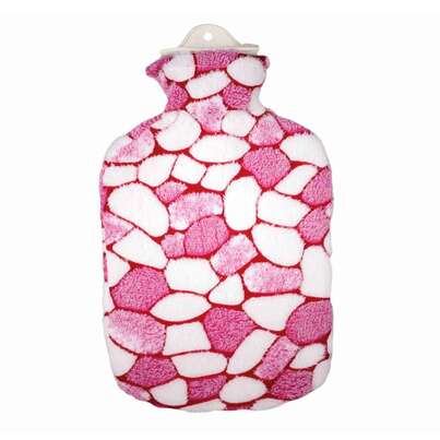 Sie sehen eine Packung Wärmflasche Plüschbezug Mosaik pink/weiß 2,0L, Produktbild: 01 Wärmflasche Plüschbezug Mosaik pink/weiß 2,0L, A-Nr.: 5398639 - 01