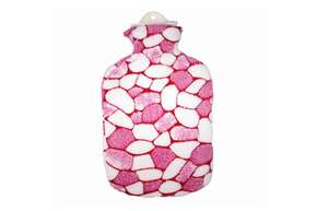 Wärmflasche Plüschbezug Mosaik pink/weiß 2,0L, A-Nr.: 5398639 - 01