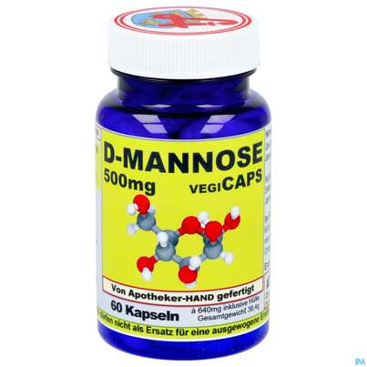 Sie sehen eine Packung D-mannose Kapseln 500mg Vegi 60st, Produktbild: 02 D-mannose Kapseln 500mg Vegi 60st, A-Nr.: 4607609 - 02
