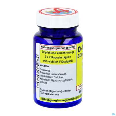 Sie sehen eine Packung D-mannose Kapseln 500mg Vegi 60st, Produktbild: 06 D-mannose Kapseln 500mg Vegi 60st, A-Nr.: 4607609 - 06