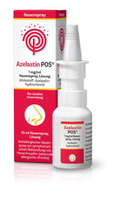 Sie sehen eine Packung Azelastin POS 1mg/ml Nasenspray, Produktbild: 01 Azelastin POS 1mg/ml Nasenspray, A-Nr.: 5510148 - 01