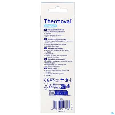 Sie sehen eine Packung Thermometer-fieber Digital Thermoval Standard Alt 1st, Produktbild: 08 Thermometer-fieber Digital Thermoval Standard Alt 1st, A-Nr.: 4279631 - 08