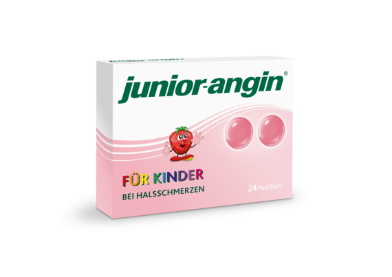 Sie sehen eine Packung junior-angin® Pastillen, Produktbild: 01 junior-angin® Pastillen, A-Nr.: 3841711 - 01