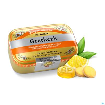Grethers Pastillen Zuckerfrei Ginger Lemon 110g, A-Nr.: 5971955 - 08