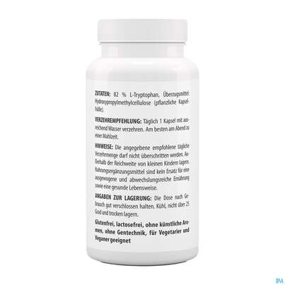 Sie sehen eine Packung L-tryptophan Kapseln 500mg -naturheilp. 60st, Produktbild: 05 L-tryptophan Kapseln 500mg -naturheilp. 60st, A-Nr.: 4846596 - 05