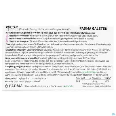 Padma Kapseln Galeten Fettstoffwechsel 60st, A-Nr.: 5750361 - 04