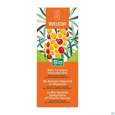Sie sehen eine Packung Weleda Mein Sanddorn Immungetraenk 200ml, Produktbild: 01 Weleda Mein Sanddorn Immungetraenk 200ml, A-Nr.: 5829111 - 01