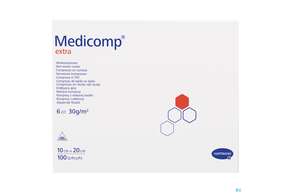 Medicomp/extra Vliesstoff-kompressen 6fach/unsteril 10x 20cm 100st, A-Nr.: 1652118 - 01