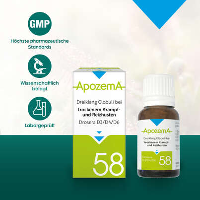 Apozema® Nr. 58: Dreiklang Globuli bei trockenem Krampf- und Reizhusten, A-Nr.: 3529557 - 04