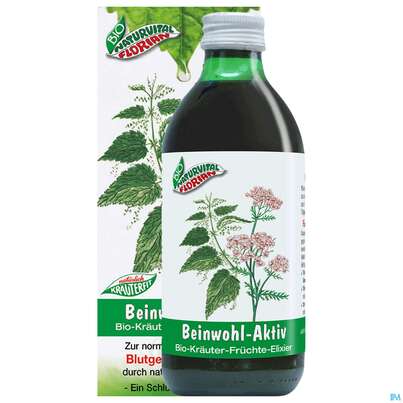 Sie sehen eine Packung Beinwohl Aktiv Kraeuterfit Elixier Bio Kraeuter Fruechte Alkoholfrei 330ml, Produktbild: 06 Beinwohl Aktiv Kraeuterfit Elixier Bio Kraeuter Fruechte Alkoholfrei 330ml, A-Nr.: 3961734 - 06