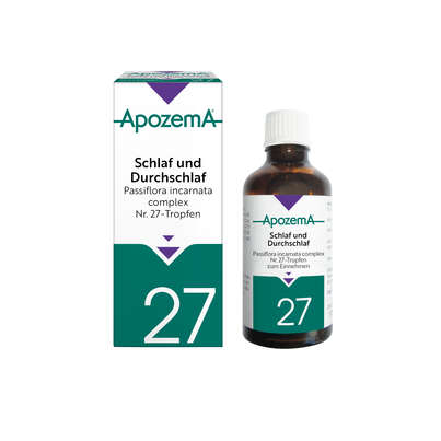 Sie sehen eine Packung Apozema® Nr. 27 Schlaf- und Durchschlaf-Tropfen, Produktbild: 01 Apozema® Nr. 27 Schlaf- und Durchschlaf-Tropfen, A-Nr.: 0987779 - 01