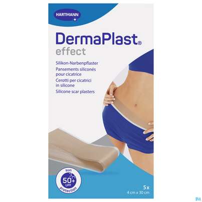 Sie sehen eine Packung Dermaplast Narbenpflaster 4x 30cm 5st, Produktbild: 01 Dermaplast Narbenpflaster 4x 30cm 5st, A-Nr.: 5969906 - 01