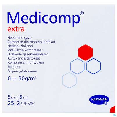Kompressen Medicomp/extra Vliesstoff 6fach Steril 5x 5cm 25x2 50st, A-Nr.: 1652064 - 02