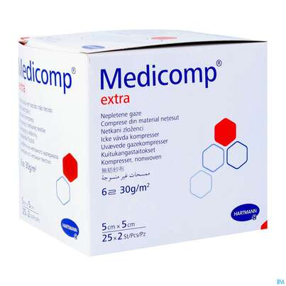 Kompressen Medicomp/extra Vliesstoff 6fach Steril 5x 5cm 25x2 50st, A-Nr.: 1652064 - 05
