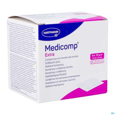 Kompressen Medicomp/extra Vliesstoff 6fach Steril 5x 5cm 25x2 50st, A-Nr.: 1652064 - 06