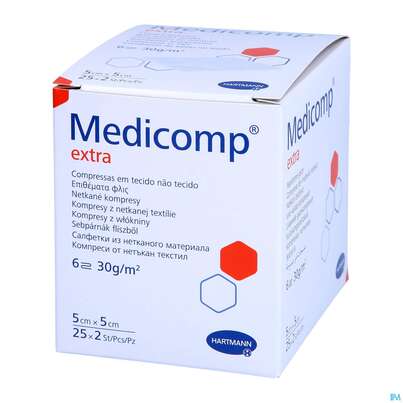 Kompressen Medicomp/extra Vliesstoff 6fach Steril 5x 5cm 25x2 50st, A-Nr.: 1652064 - 07
