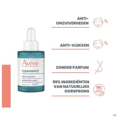Sie sehen eine Packung Avene Cleanance A.h.a Serum 30ml, Produktbild: 21 Avene Cleanance A.h.a Serum 30ml, A-Nr.: 5799634 - 21