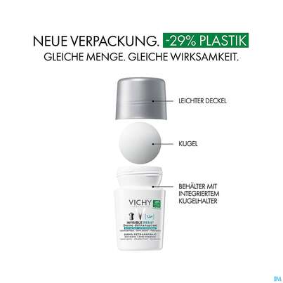 Sie sehen eine Packung Vichy Deo/roll-on 72h Anti-flecken Invisible 50ml, Produktbild: 06 Vichy Deo/roll-on 72h Anti-flecken Invisible 50ml, A-Nr.: 5818314 - 06