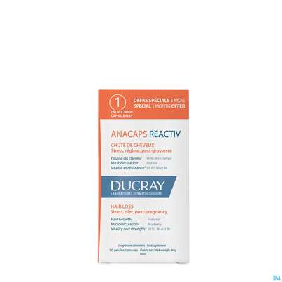 Sie sehen eine Packung Ducray Anacaps F.d.haar Haarausfall Kapseln Reaktiv23 90st, Produktbild: 06 Ducray Anacaps F.d.haar Haarausfall Kapseln Reaktiv23 90st, A-Nr.: 5744975 - 06