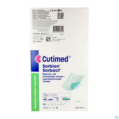 Cutimed Sorbion Sorbact Steril Bakterienbind.+absorb. Wundauflage 10x20cm 72698 10st, A-Nr.: 4750229 - 05