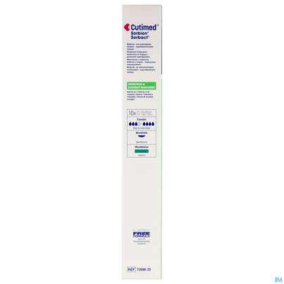 Cutimed Sorbion Sorbact Steril Bakterienbind.+absorb. Wundauflage 10x20cm 72698 10st, A-Nr.: 4750229 - 09