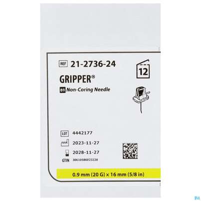 Injektionsspritzen U.zubeh. Gripper Nadel 20gx16mm 12st, A-Nr.: 4294211 - 01
