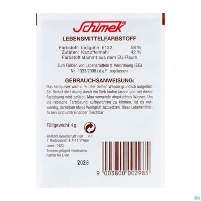Schimek Lebensmittelfarbe Nr 8 Mittelblau 4g, A-Nr.: 5745064 - 04