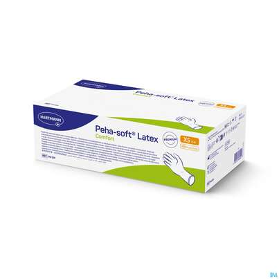 Sie sehen eine Packung Untersuchungshandschuhe Latex Unsteril Peha/soft Comfort Puderfrei Xs 100st, Produktbild: 01 Untersuchungshandschuhe Latex Unsteril Peha/soft Comfort Puderfrei Xs 100st, A-Nr.: 5890642 - 01
