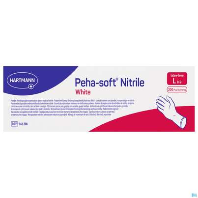 Untersuchungshandschuhe Peha/soft/puderfrei Nitrile Unsteril White L 200st, A-Nr.: 3994053 - 01