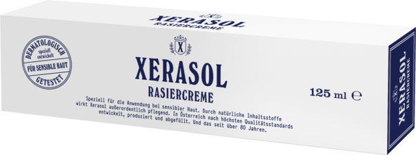 Sie sehen eine Packung Xerasol Rasiercreme 125ml, Produktbild: 01 Xerasol Rasiercreme 125ml, A-Nr.: 4855678 - 01