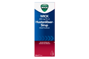 Sie sehen eine Packung WICK Hustenlöser-Sirup 200mg/15ml, Produktbild: 01 WICK Hustenlöser-Sirup 200mg/15ml, A-Nr.: 3924213 - 01