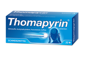 Sie sehen eine Packung Thomapyrin® - Tabletten, Produktbild: 01 Thomapyrin® - Tabletten, A-Nr.: 0694267 - 01