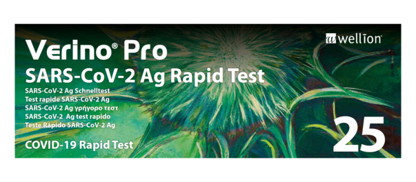Sie sehen eine Packung VCD16-01-041 Verino Pro SARS-CoV-2 Ag Rapid Test, 25 Stück, Produktbild: 01 VCD16-01-041 Verino Pro SARS-CoV-2 Ag Rapid Test, 25 Stück, A-Nr.: 5627732 - 01