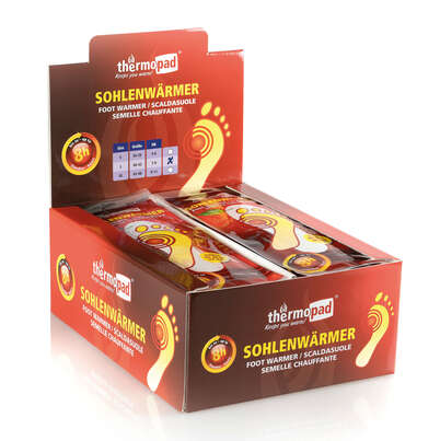 Sie sehen eine Packung Thermopad Sohlenwärmer L im 30er Aufsteller, Produktbild: 01 Thermopad Sohlenwärmer L im 30er Aufsteller, A-Nr.: 5426531 - 01