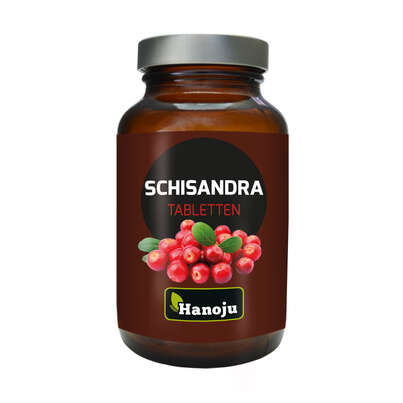 Sie sehen eine Packung Hanoju Schisandra Extrakt Tabletten 400mg, Produktbild: 01 Hanoju Schisandra Extrakt Tabletten 400mg, A-Nr.: 4385416 - 01