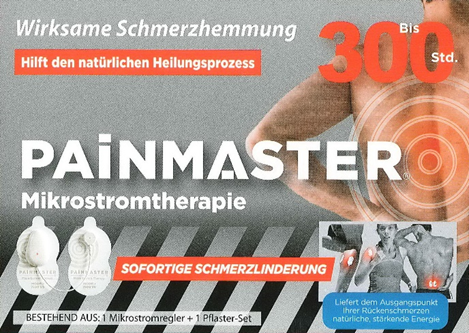 Sie sehen eine Packung Painmaster Mikrostromtherapiepflaster, Produktbild: 02 Painmaster Mikrostromtherapiepflaster, A-Nr.: 4287688 - 02