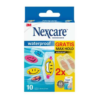 Sie sehen eine Packung Nexcare™ Waterproof Tattoo Pflaster, 26 mm × 57 mm, 10/Packung + 2 Nexcare™ Max Hold GRATIS, Produktbild: 01 Nexcare™ Waterproof Tattoo Pflaster, 26 mm × 57 mm, 10/Packung + 2 Nexcare™ Max Hold GRATIS, A-Nr.: 5436535 - 01