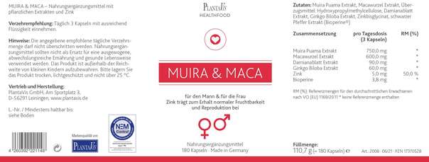 Sie sehen eine Packung Muira & Maca Kapseln, Produktbild: 02 Muira & Maca Kapseln, A-Nr.: 5606374 - 02