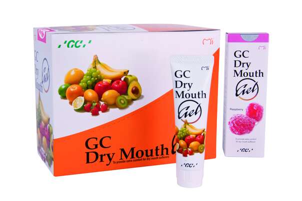 Sie sehen eine Packung GC Dry Mouth Gel Himbeere, Produktbild: 01 GC Dry Mouth Gel Himbeere, A-Nr.: 3396843 - 01