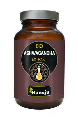 Sie sehen eine Packung Hanoju Ashwagandha Extrakt Kapseln 300 mg, Produktbild: 01 Hanoju Ashwagandha Extrakt Kapseln 300 mg, A-Nr.: 4256311 - 01