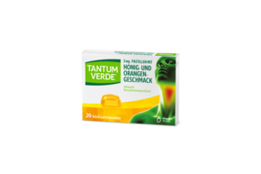 Sie sehen eine Packung Tantum Verde® Pastillen Honig- und Orangengeschmack, Produktbild: 01 Tantum Verde® Pastillen Honig- und Orangengeschmack, A-Nr.: 5515393 - 01