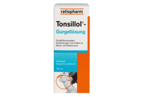 Sie sehen eine Packung Tonsillol® - Gurgellösung 60 ml, Produktbild: 01 Tonsillol® - Gurgellösung 60 ml, A-Nr.: 0609155 - 01