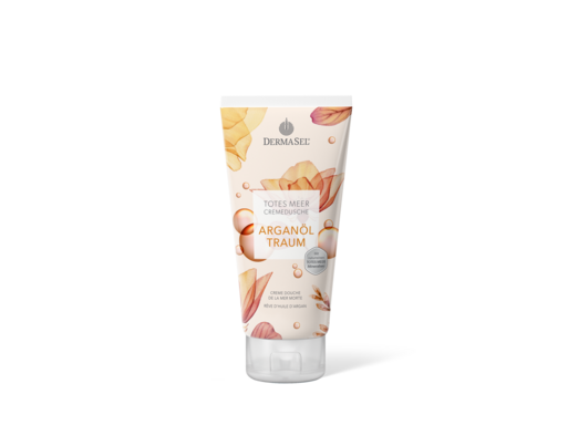 Sie sehen eine Packung DermaSel® Totes Meer Cremedusche Arganöl Traum, Produktbild: 01 DermaSel® Totes Meer Cremedusche Arganöl Traum, A-Nr.: 5706130 - 01