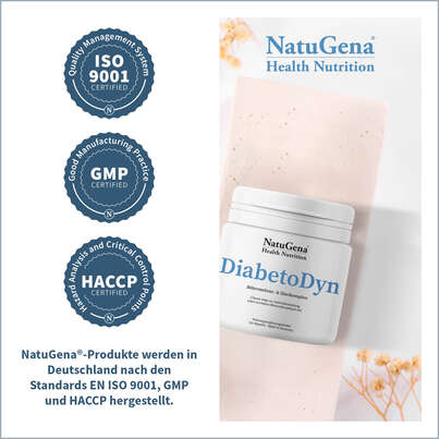 Sie sehen eine Packung NatuGena DiabetoDyn Kapseln, Produktbild: 03 NatuGena DiabetoDyn Kapseln, A-Nr.: 5699134 - 03