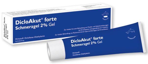 Sie sehen eine Packung DicloAkut® forte Schmerzgel 2 % Gel lindert Schmerzen und Entzündungen, Produktbild: 01 DicloAkut® forte Schmerzgel 2 % Gel lindert Schmerzen und Entzündungen, A-Nr.: 5521927 - 01