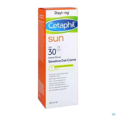 Sie sehen eine Packung Sonnenprodukte Cetaphil Sun Daylong Sensitive/gel/creme Spf30 200ml, Produktbild: 03 Sonnenprodukte Cetaphil Sun Daylong Sensitive/gel/creme Spf30 200ml, A-Nr.: 5129690 - 03