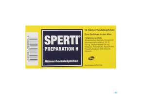 Sie sehen eine Packung Sperti Preparation-h Haemorrhoidalsupp 12st, Produktbild: 01 Sperti Preparation-h Haemorrhoidalsupp 12st, A-Nr.: 0766067 - 01