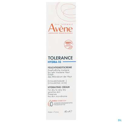Sie sehen eine Packung Avene Tolerance/hydra-10 Creme 40ml, Produktbild: 01 Avene Tolerance/hydra-10 Creme 40ml, A-Nr.: 5675702 - 01